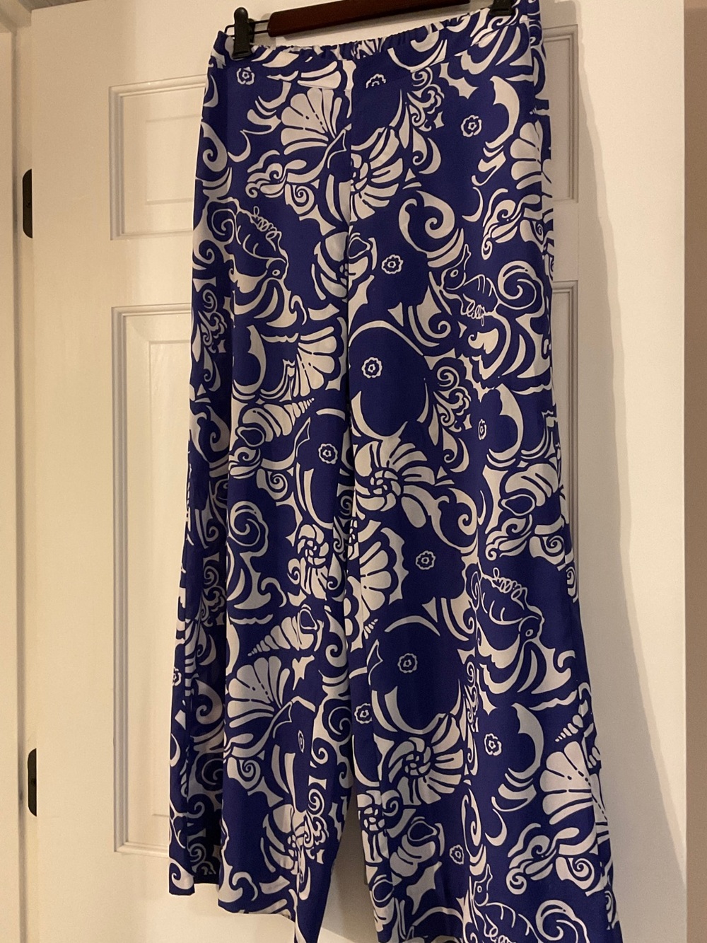 Lilly Pulitzer Blue and White Wide-Leg Jumpsuit Pants